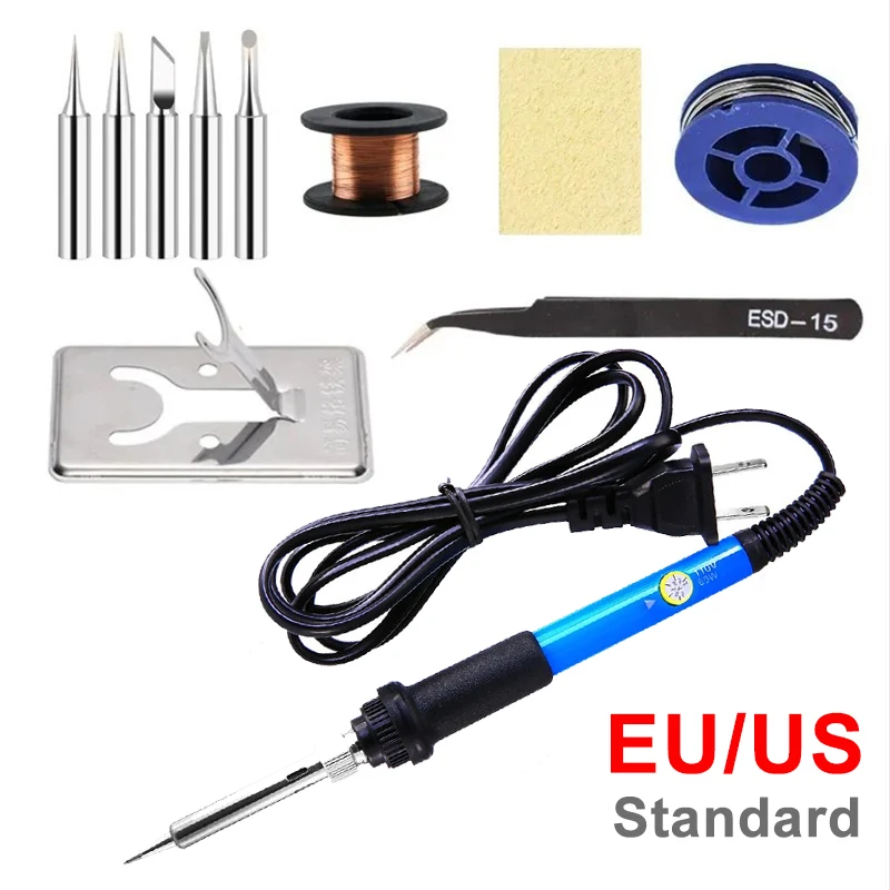 7 in 1 Set Adjustable Temperature Electric Soldering Iron 110V/220V 60W Electric Soldering Iron Set Welding Solder Repair Tool