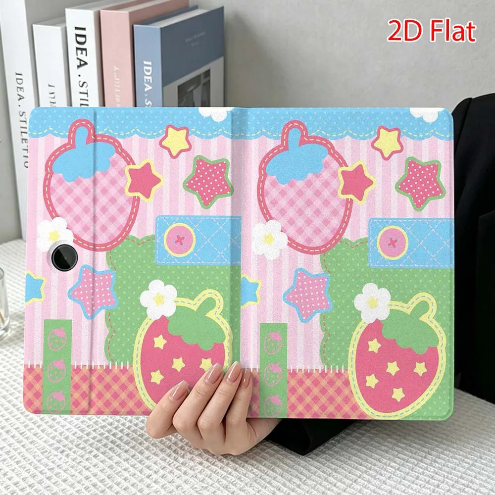 Pink strawberry dessert For OPPO VIVO IQOO OnePlus Realme Pad 3 Pro 13 12.1 11.4 11 inch Pen Tray Tablet Case Soft