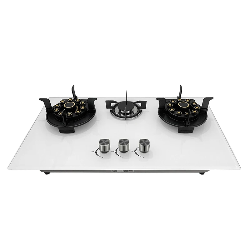 

White Flip Top Gas Cooker LPG Gas Cooktops Glass Top Battery 3 burner Gas Stove for Kitchen
