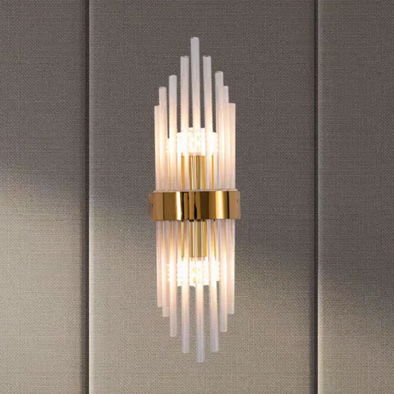 

Postmodern Bedroom Corridor Wall Lamps Livingroom Restaurant Crystal Stainless Steel Luxury Decorative Illumination Luminaire