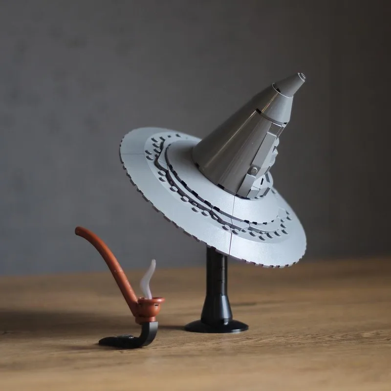 

Moc креативная шляпа волшебника, серая шляпа, коллекция игрушек, сделай сам, головоломка, сборка, строительные блоки, игрушки, детский подарок на день рождения