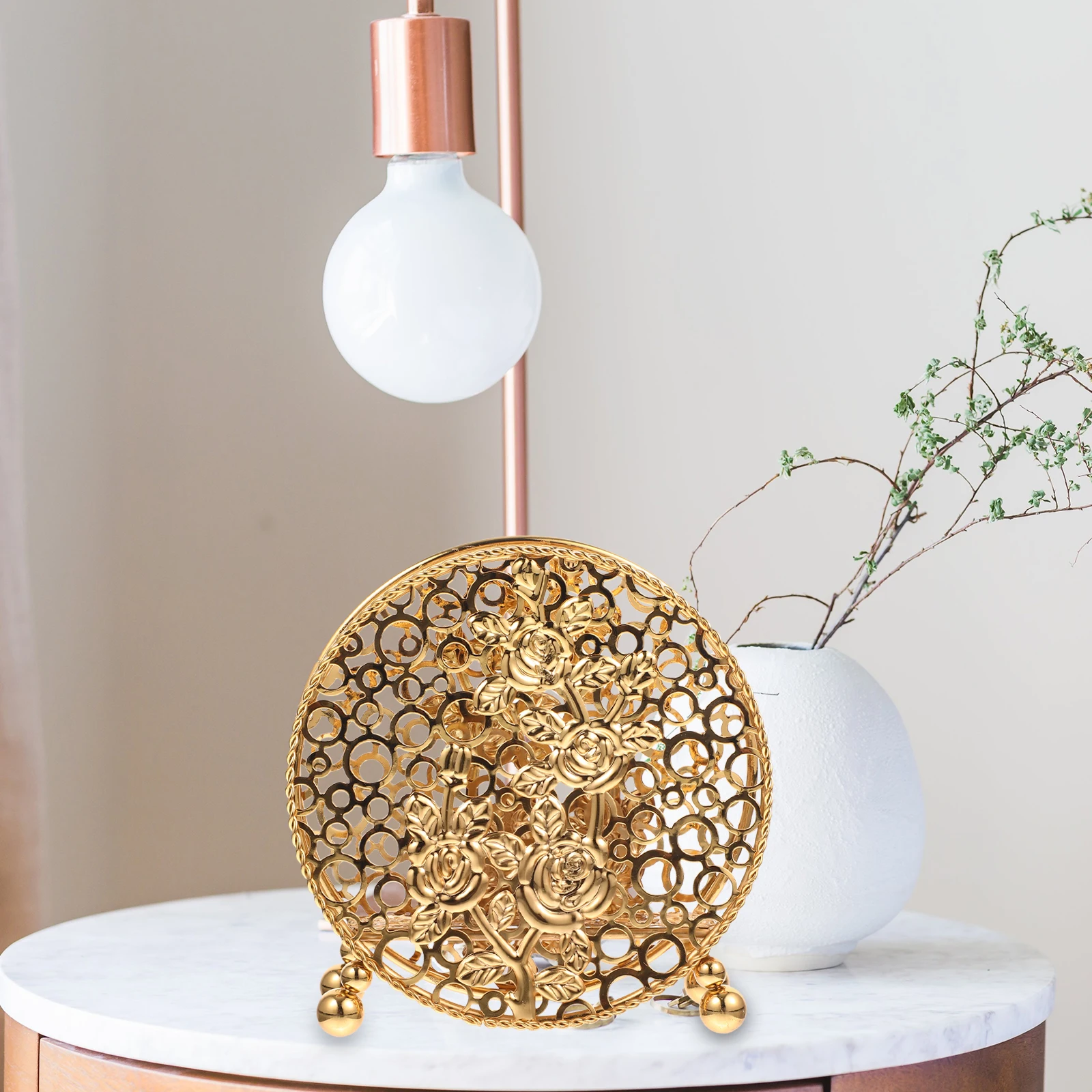 

Napkin Holder Freestanding Dining Room Table Decor Vintage Elegant Rack Iron Napkins Holders Accessories