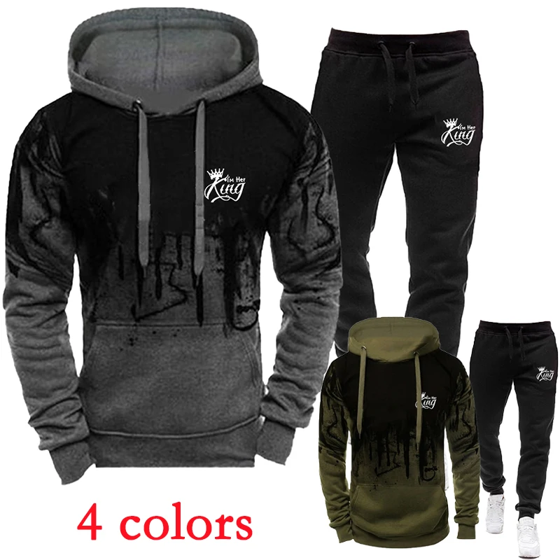 

Fashion Printed Tracksuits For Men Casual Hoodie Pant 2 Piece Set Spring Autmn Jogging Suits S-4XL