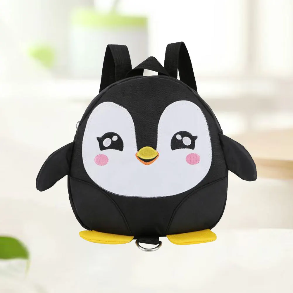 

Kids Cartoon Penguin Backpack Black Ergonomic Adjustable Strap Child School Bag for Kindergarten Outdoor Travel Lightweight