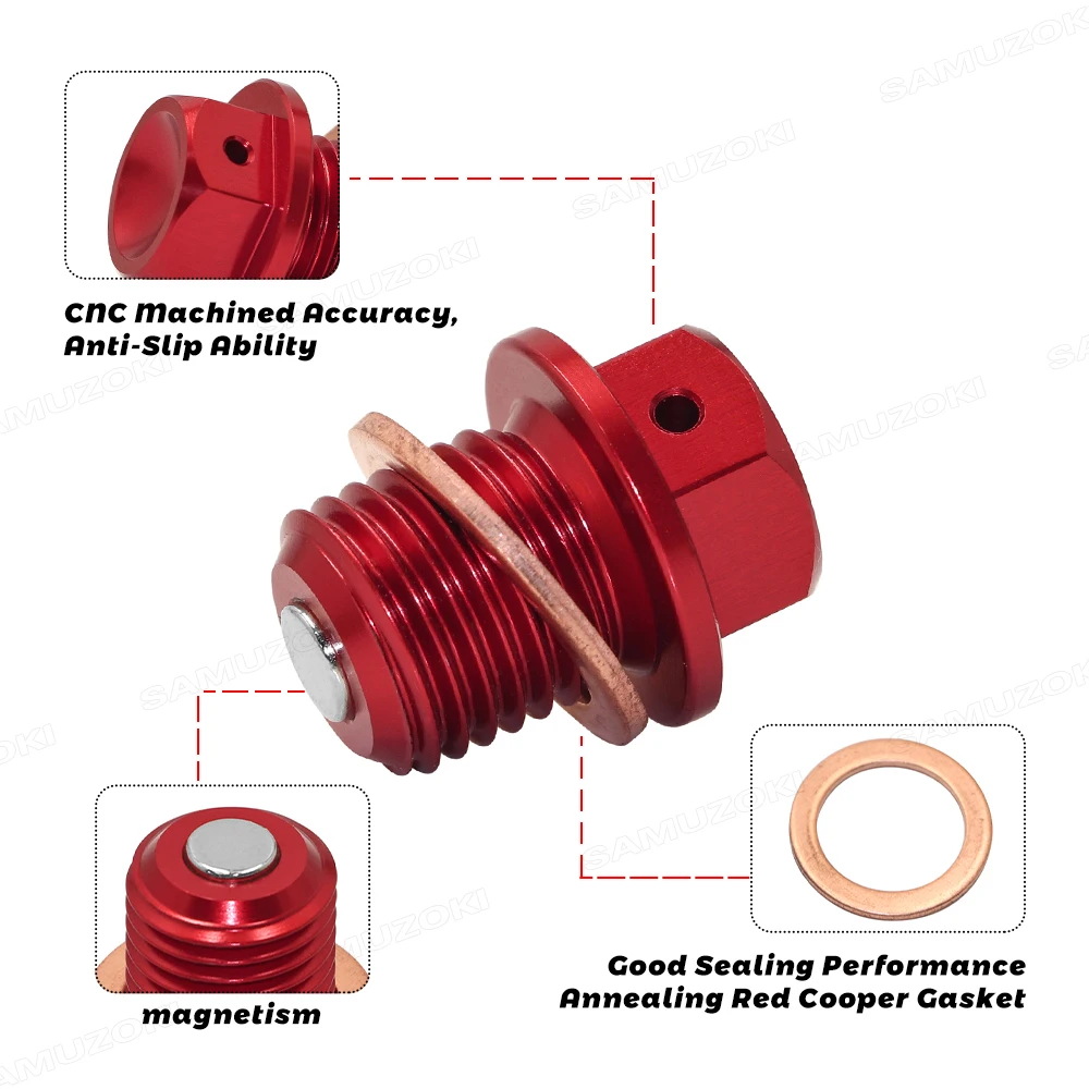 

M14 x 1.5 Magnetic Oil Drain Plug Bolt for Yamaha FJR1300 SRX400 SRX600 TDM850 TRX850 V-Max XJ6F XJR1200 XJR1300 XJR400 Zeal