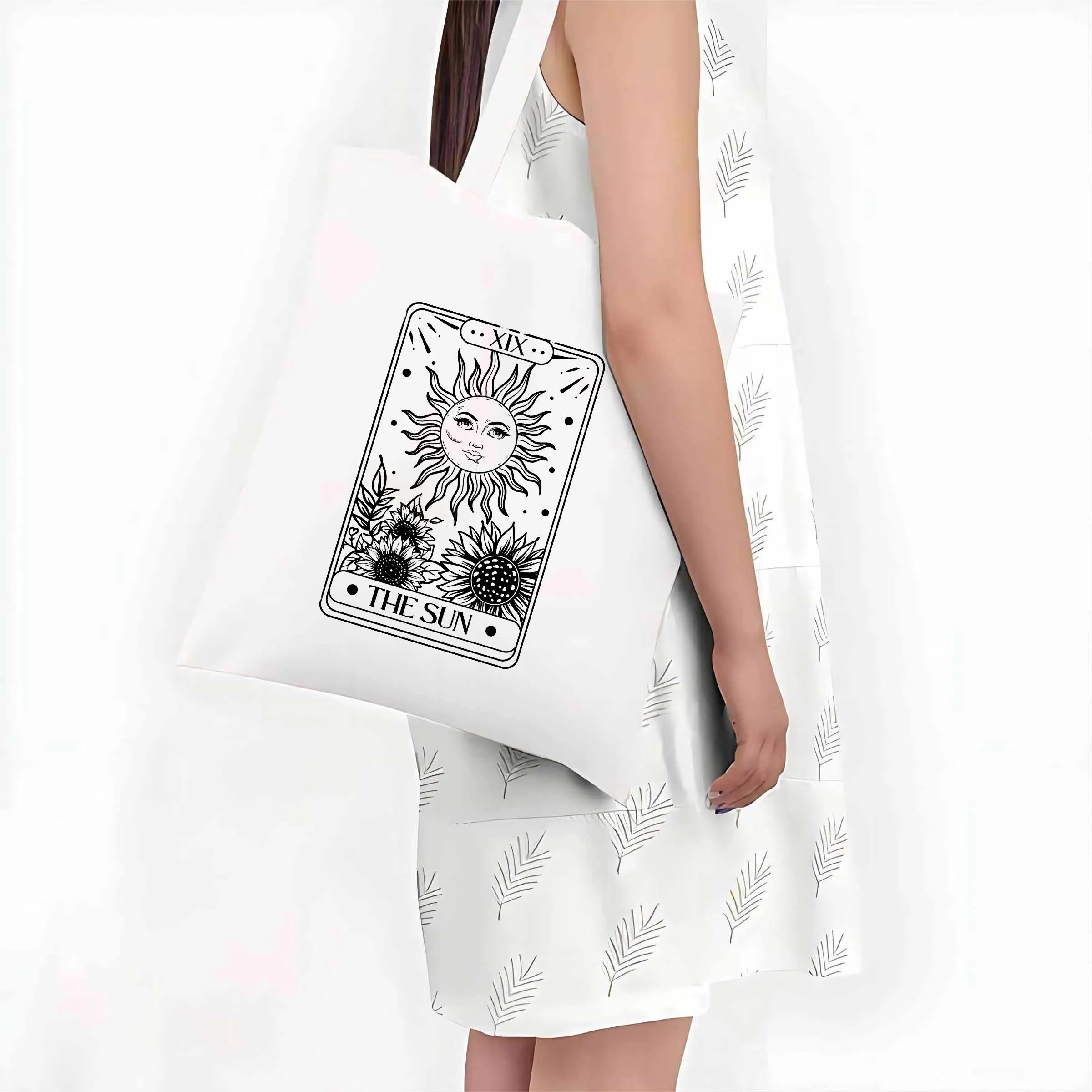 Trendy Tarot Card Print Tote Bag, Casual Large Capacity Shoulder Bag, Perfect Underarm Bag For Shopping And Commuting