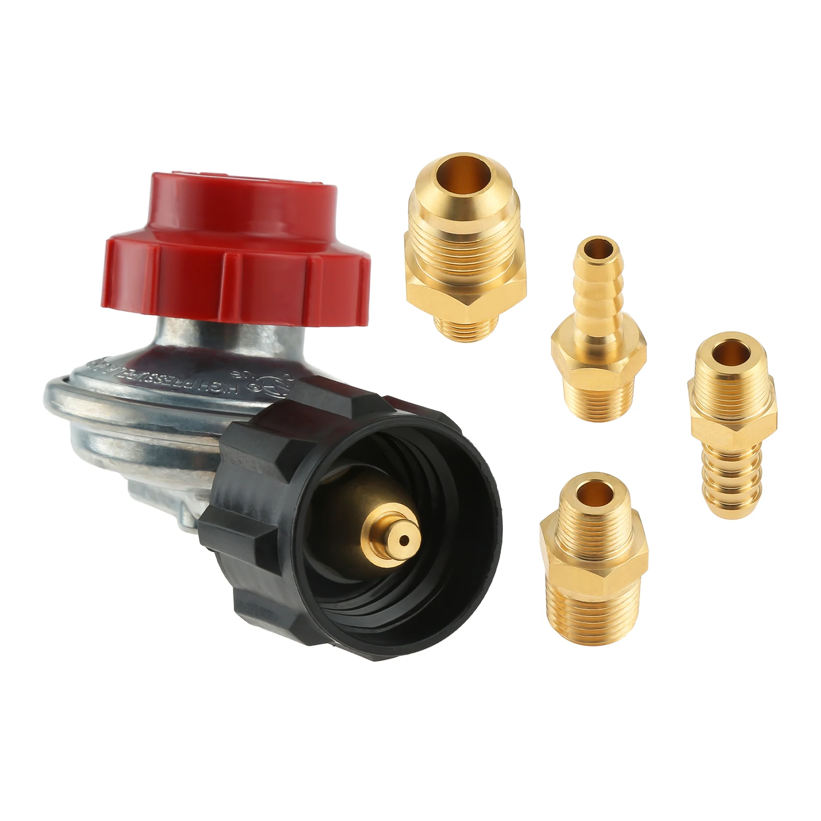 0-20Psi QCC1 High Pressure Adjustable Propane Regulator Valve 5/16"&1/4" Hose Barb Connector 1/4" NPT & 3/8" Flare Male Fitting
