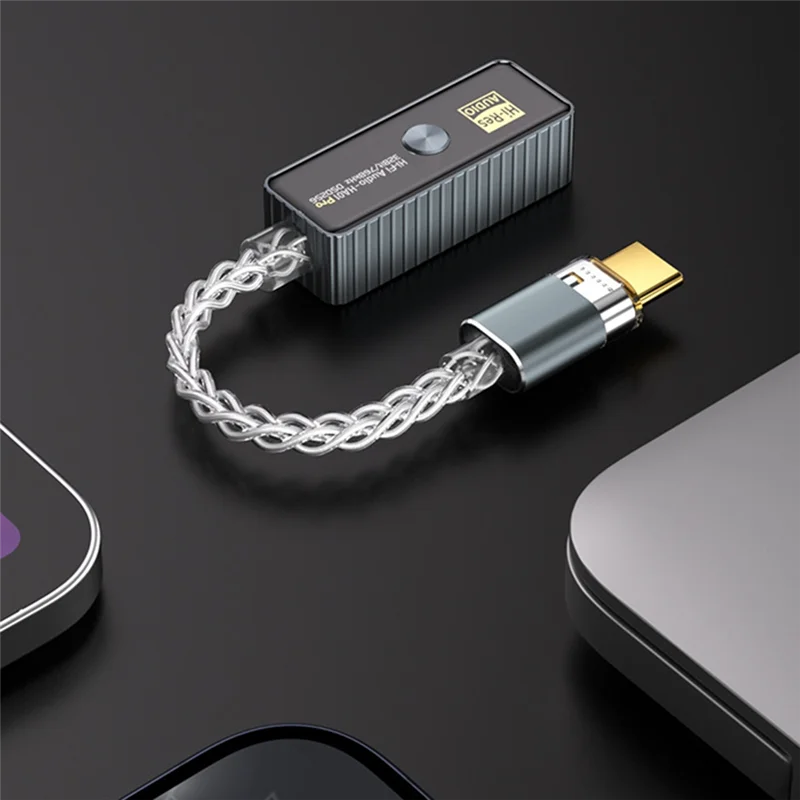 A32T-Audio Adapter Dual Chip CS43198+CT7601 Portable Professional Amplifier Dark Grey