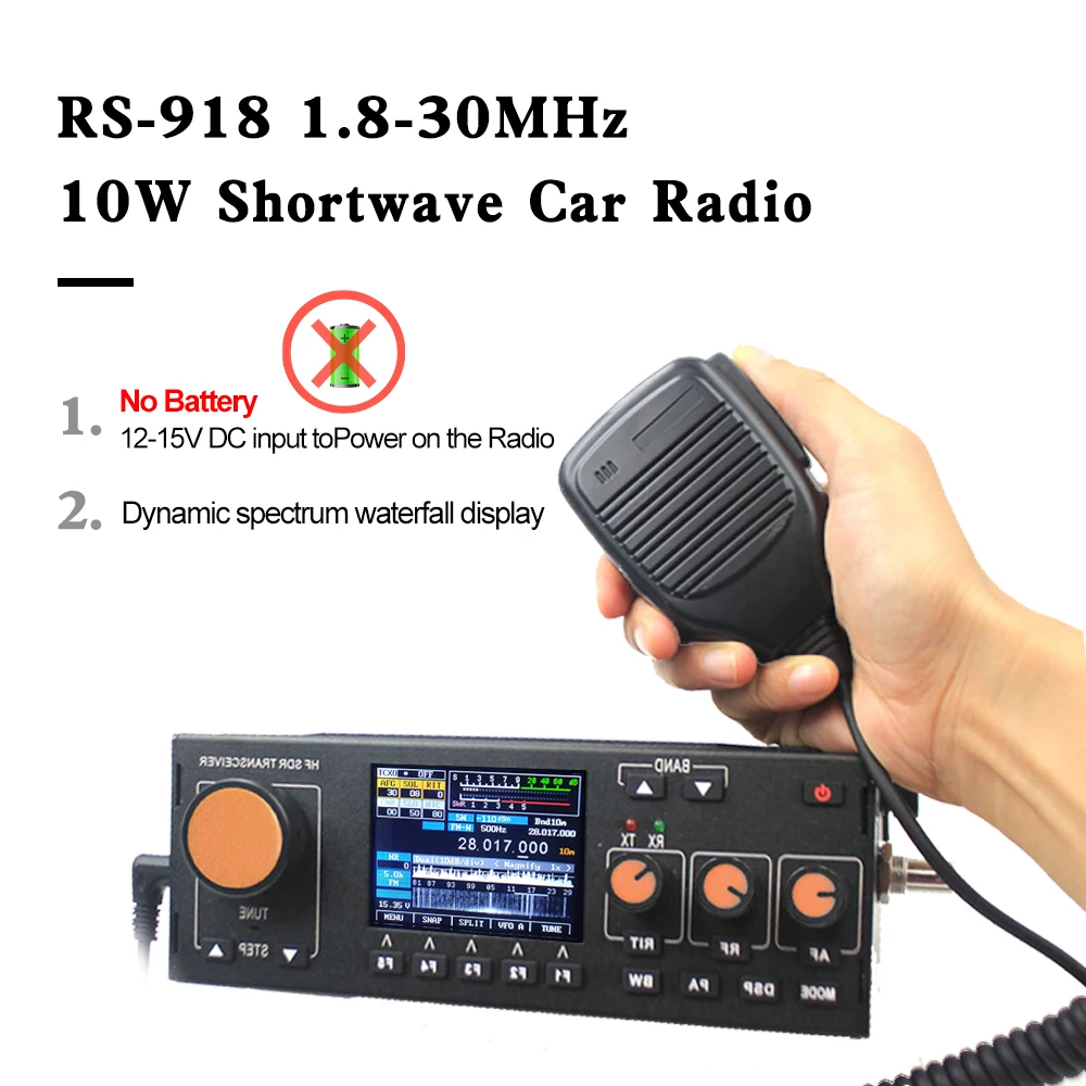 

Recent 10-15W RS-918 SSB HF SDR HAM Transceiver Transmit Power TX 0.5-30MHz Mobile Receiver