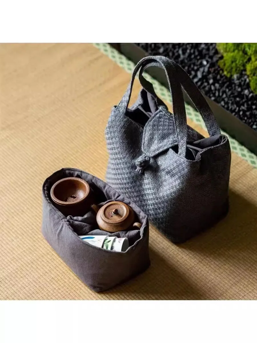 Retro Storage Bag Portable Tea Set Organizer Chinese Style Travel Pouch Tea Ceremony Accessories view 4