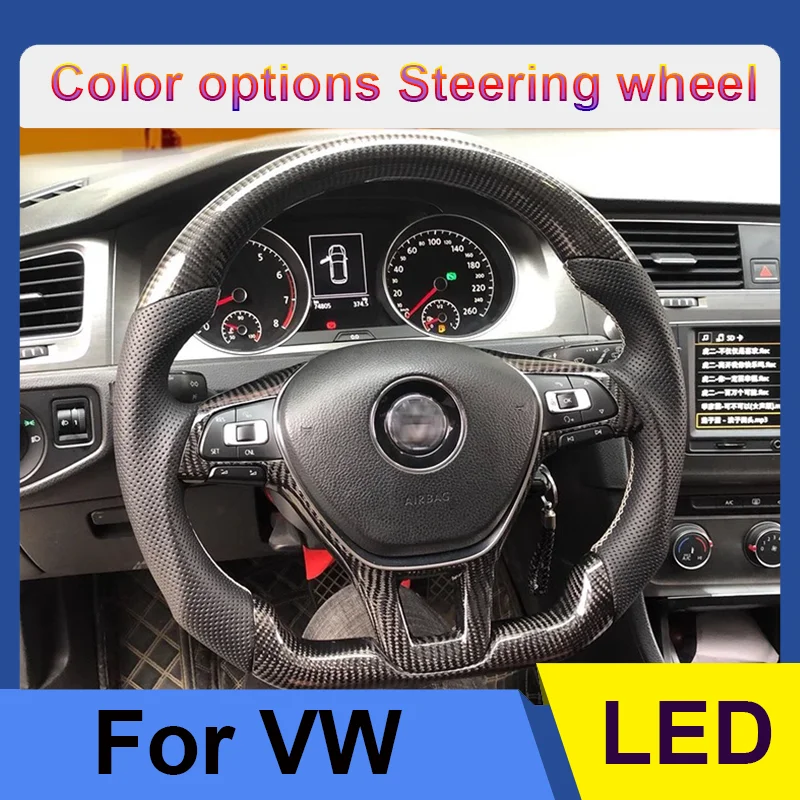 Upgrade Steering Wheel Alcantara Forge Carbon 32 Bead RPM LED Racing Wheel For VW Golf 6 MK6 GTI R Scirocco Polo 2008-2014