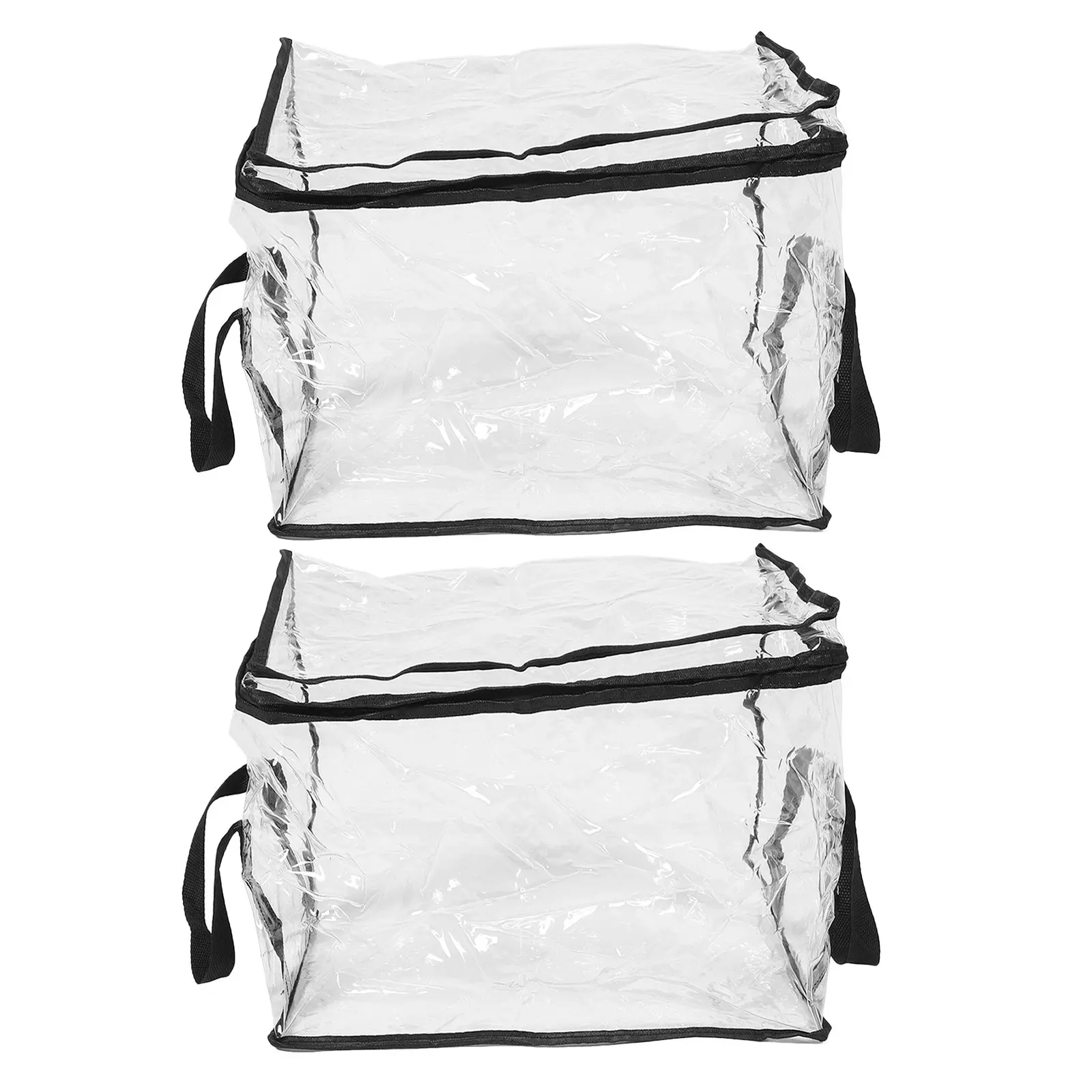Lot de 2 cubes de rangement transparents en PVC avec couvercle, boîtes de rangement pliables et transparentes pour manuels scolaires, documents, espace d'étude portable