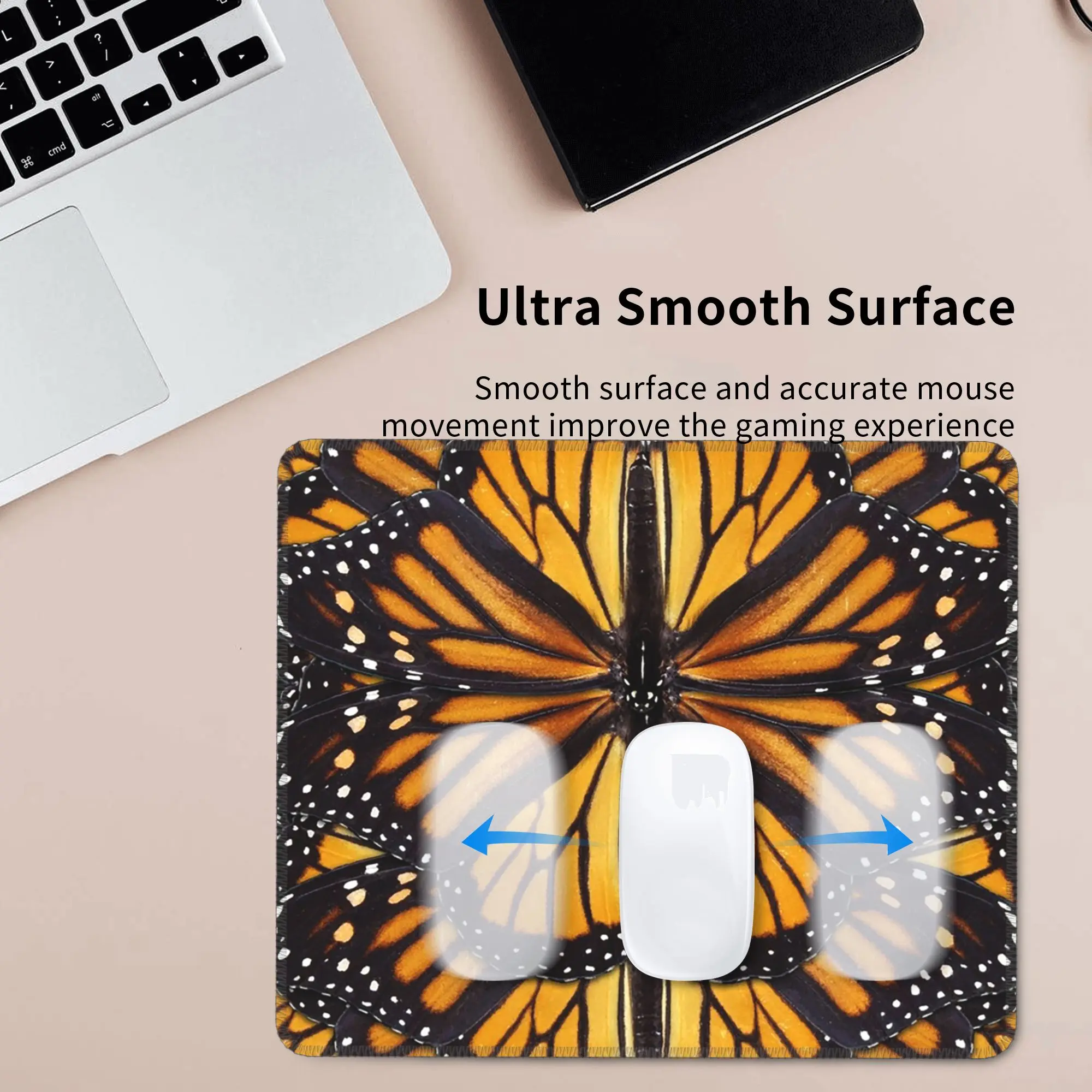 Monarch butterfly Wing Orange Wings and Golden Mouse Pad Computer Keyboard Mouse Mat Gamer PC Laptop Desk Mat Office Table Mats