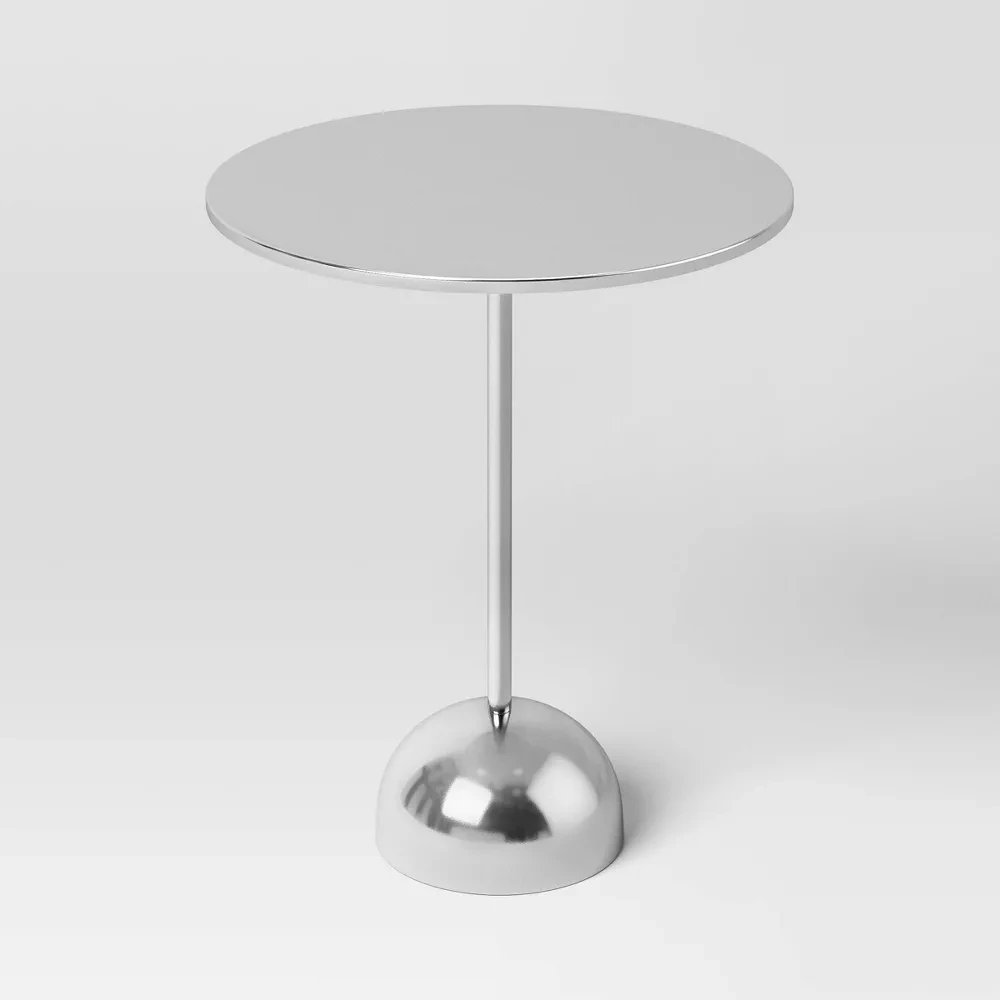 

Small Side Table Living Room with Stable Base,Round Couch End Table with Smooth Surface,Metal Drink Accent Table,Silver or Pink