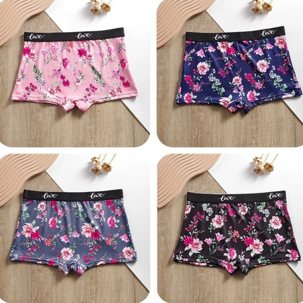 Breathable Seamless Women Underwear Floral High Waist Rose Printed Panties Lingerie Briefs Women 4
