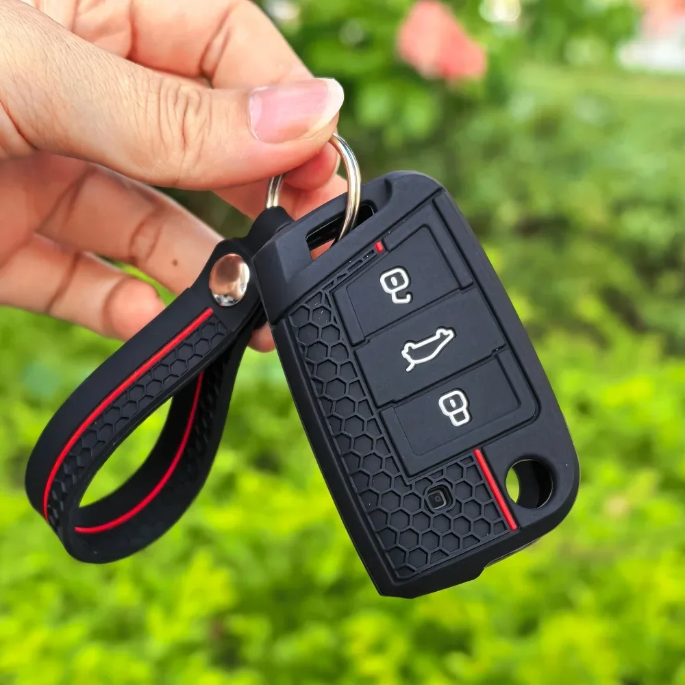 

Silicone Keychain Car key cover For VW Volkswagen Tiguan MK2 T-roc T-cross Golf 7 MK7 Skoda Octavia Kodiaq Karoq Seat Ateca Leon