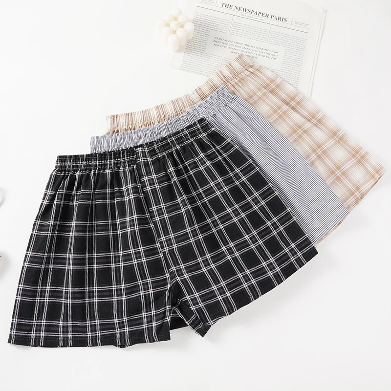 حجم كبير الرجال القطن النوم منقوشة السروال الملابس الداخلية Homewear مخطط أوم شورتات للبحر عادية مريحة الملاكمين سراويل