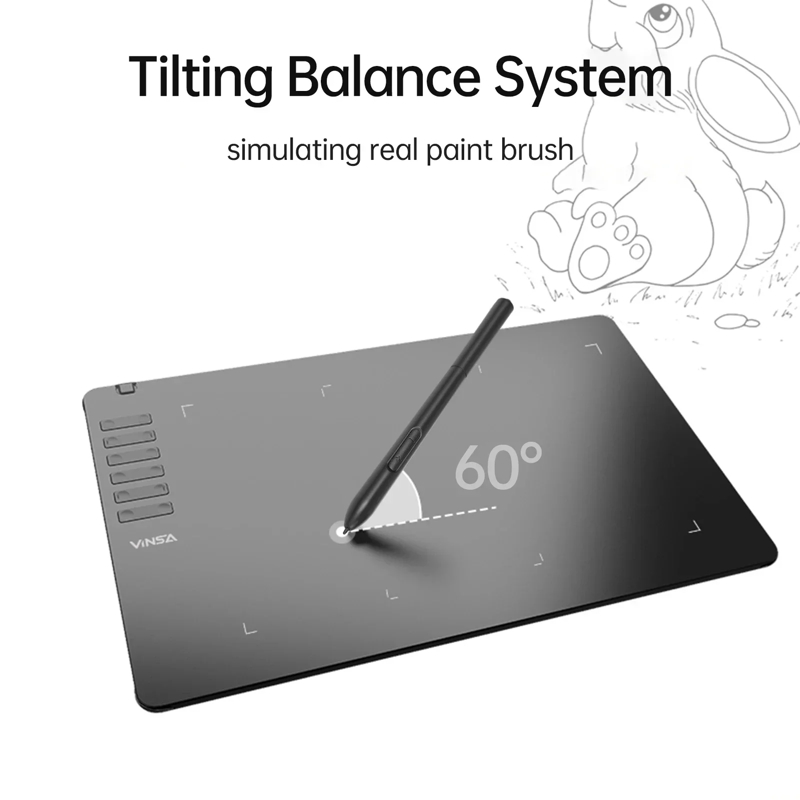 VINSA T1161 tableta de dibujo gráfico lápiz óptico ultrafino 8 puntas creación de arte boceto 8192 niveles presión sin batería personalizado