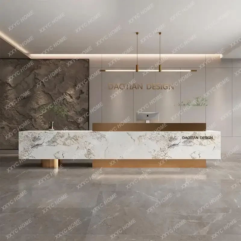 A Light Luxury Company Hotel Lobby Slate Marble Reception Desk Training Institution Beauty Salon Bar Checkout Page