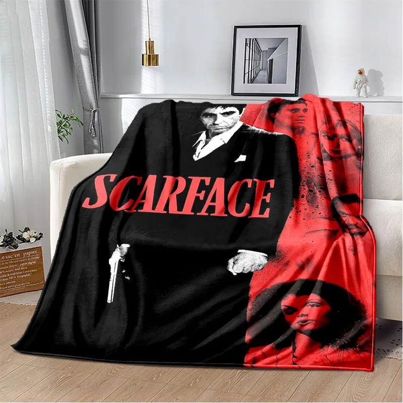 Scarface Classic Movie Flannel Blankets Godfather Printed Throw Blankets Bed Couch Sofa Lightweight Travelling Camping Bedspread