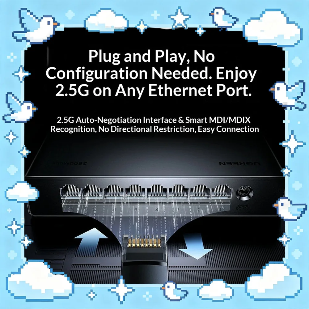 UGREEN CM954 55617 8-Port 2.5GbE Unmanaged Ethernet Switch Network Hub for NAS Desktop