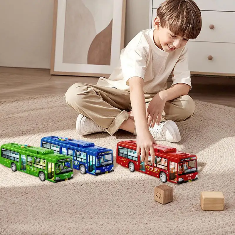 Bus Model Toy Large Bus Roleplay Toy Educational Play Vehicles Toy Battery-Operated Car Model Toy With Music And Light Openable