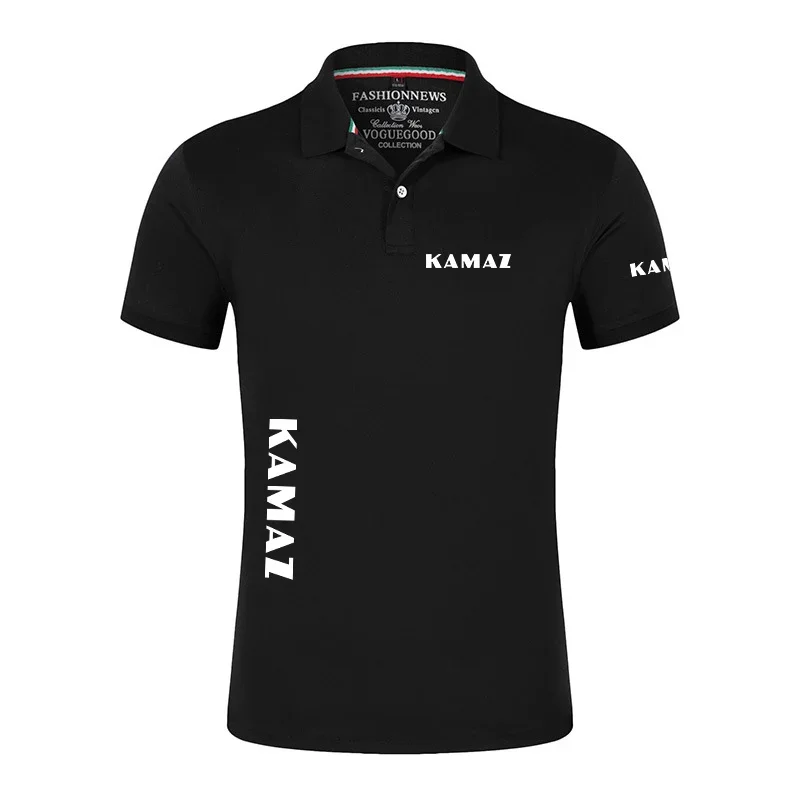 New KAMAZ Print Men Summer Solid Color Short Sleeve High Quality Harajuku Comfortable Polo Shirt Breathable Casual Man T-shirt