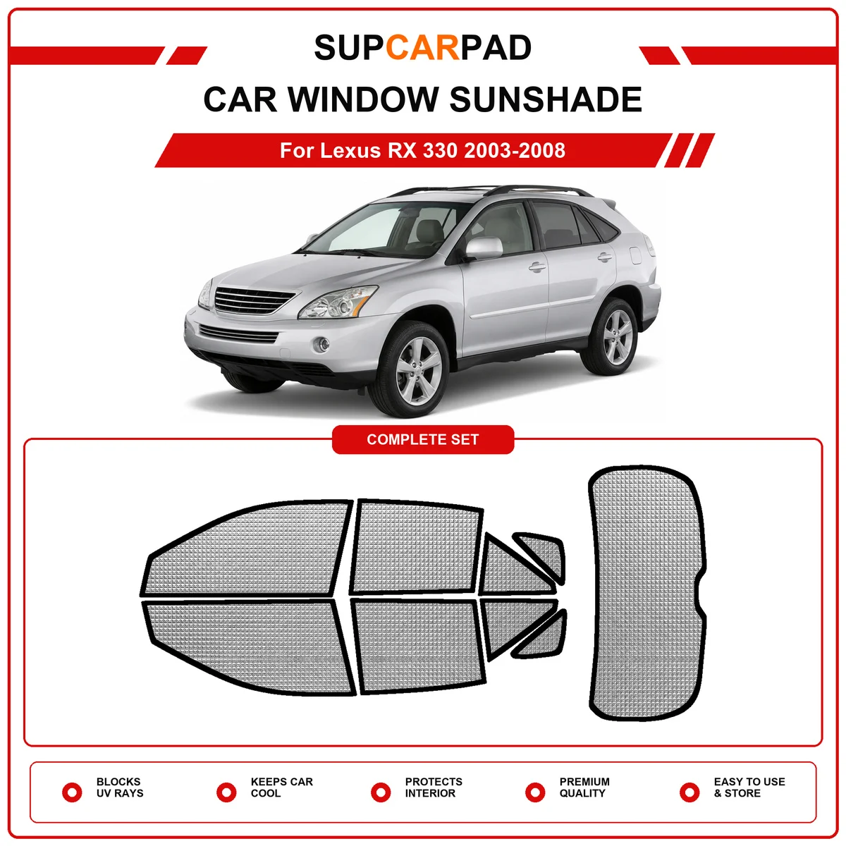 For Lexus RX 330 2003-2008 Pre‑Cut Auto Window Sunshade Anti‑UV Car Sun Visor Protector