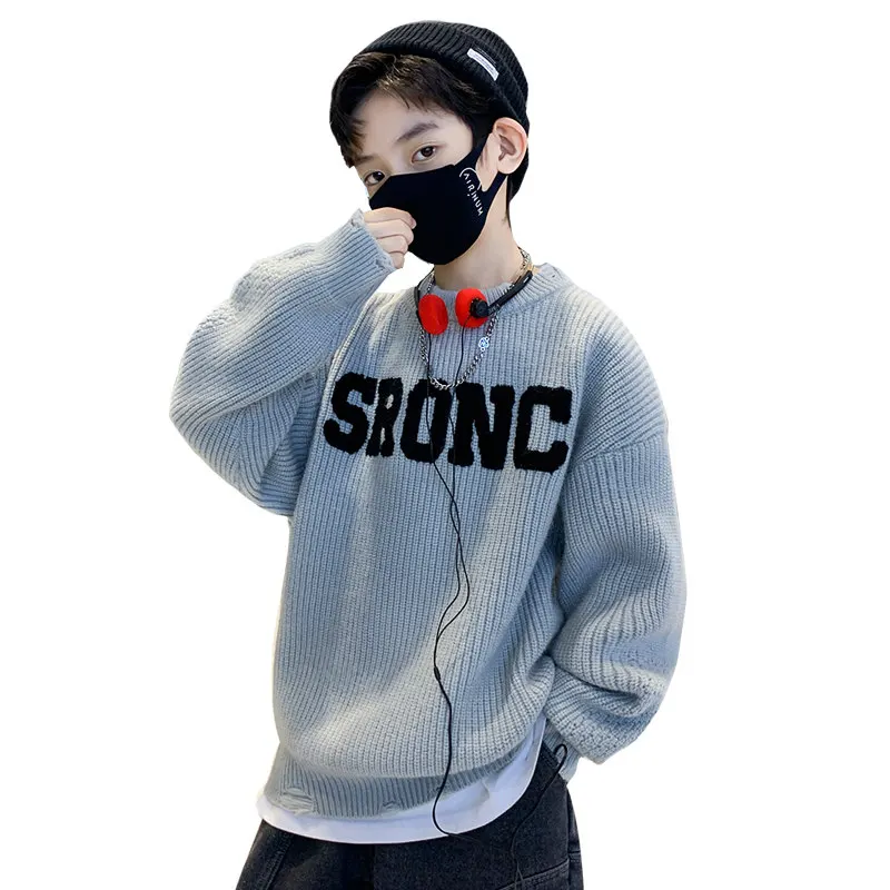 

Fashion Cool Boys Autumn Winter Thick Knitwear Clothes Pullover Round-Collar Sweater New Arrivals Warm Korean Casual Outerwears