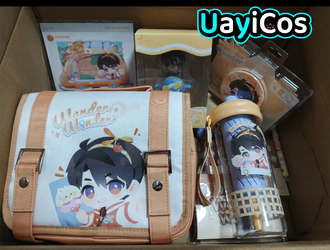 In Stock Original Love and Deepspace Caleb Time To Travel Wander Wonder Doll Car Badge Key Hat Photo Stick Toiletry Bag Anime Ga
