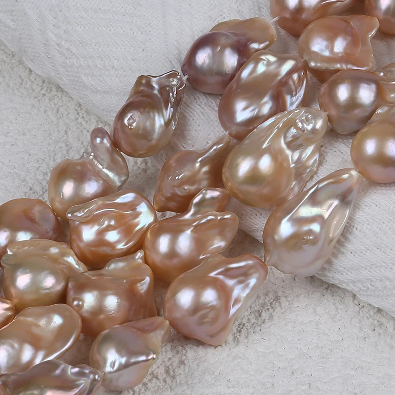 19-21mm Pink Purple Natural Real Loose Beads Freshwater Baroque Pearl Strand