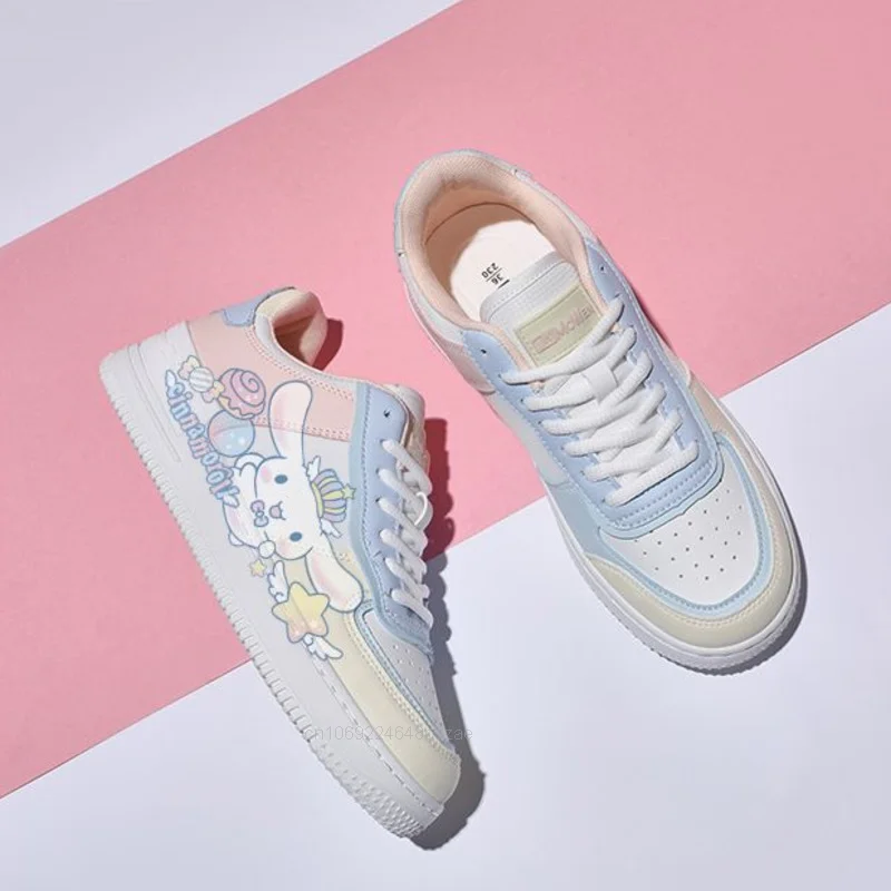 Sanrio Kawaii Cinnamoroll Sneaker Cute Cartoon Melody kobiety buty deskorolkowe nowy prezent dla słodkiej dziewczyny oddychające buty na co dzień