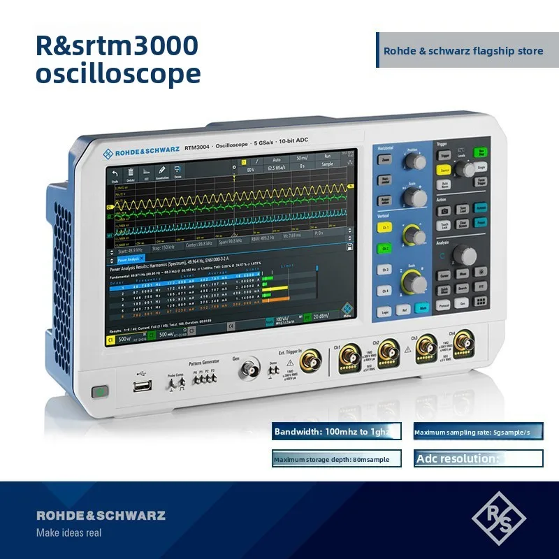 RS Rohde Schwarz RTM3004 Digital Oscilloscope Industrial High Precision Quad Channel 1G Bandwidth 5G Sampling Rate 10 Bit