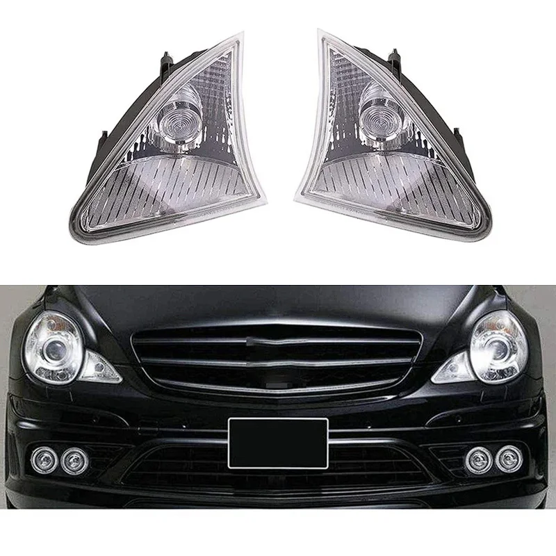 

Pair Left&Right Front Triangle Headlights Side Lights No Bulb For Mercedes-Benz R-Class V251 W251 2006-2017 Front Parking Lamps