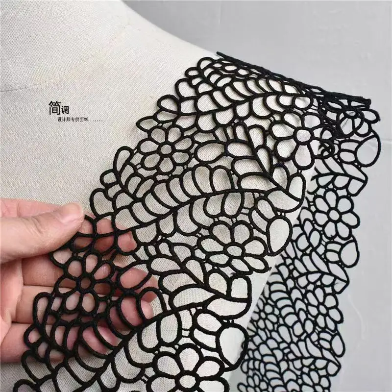 5/12cm Wide Black White Hollow Out Floral Embroidered Lace Ribbon DIY Apparel Sewing Fabric Lace Tape Dress Clothing Decoration