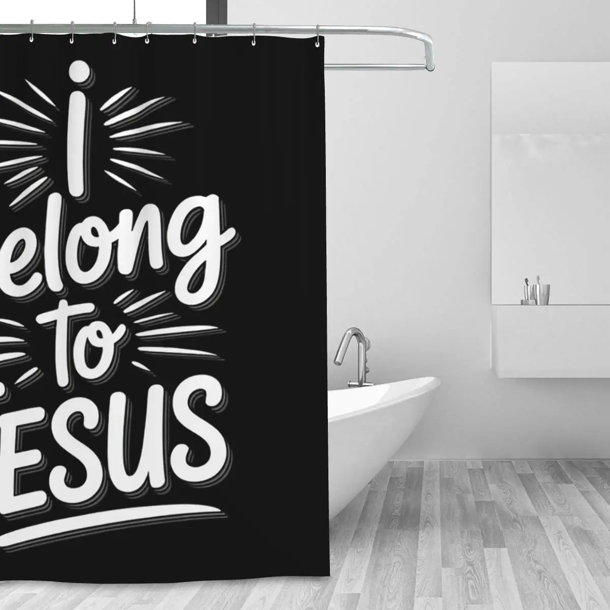 I Belong To Jesus Christian Religious Faith Shower Curtain Bathroom Polyester Waterproof Bath Curtains with Hooks
