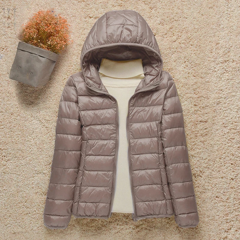 Plus Size Light Down Jacket Women Inner Cloth Autumn Winter Slim Short Stand Collar Warm White Duck Down Coat Women Outerwear