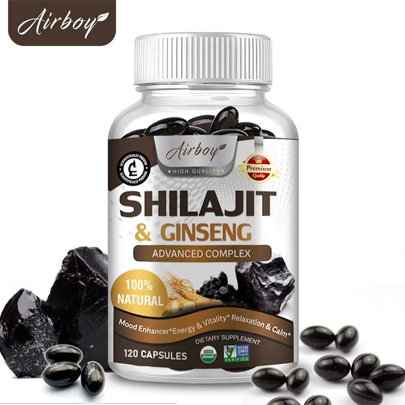 كبسولات Shilajit & Ginseng - توفر الطاقة والتحمل، وتعزز الدماغ والذاكرة ودعم المناعة