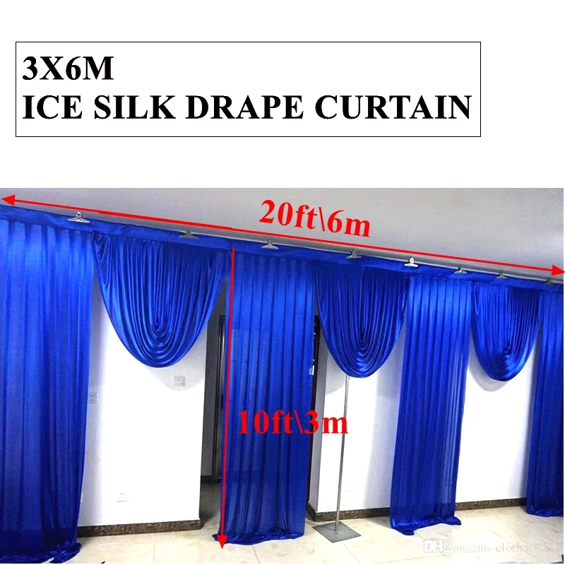 Nice Looking Royal Blue Ice Silk Wedding Backdrop Swag Drape Curtain Stage Background Event Banquet Decoration