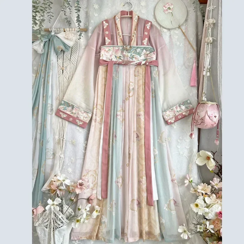 أزياء الهالوين النسائية الصينية التقليدية لعام 2025 أزياء هانفو للسيدات تانغ باك الأميرة Jurk Borduren Oude Volksdans كرنفال كوسبلاي