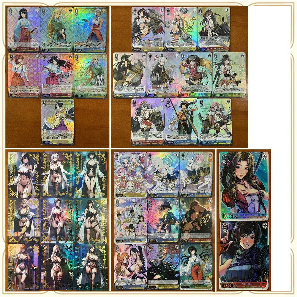 9 unid/set Anime Weiss Schwarz DIY ACG Boy juegan juguetes tarjetas coleccionables regalos de cumpleaños de Navidad Rem Ram Nami Nico Robin Kagome