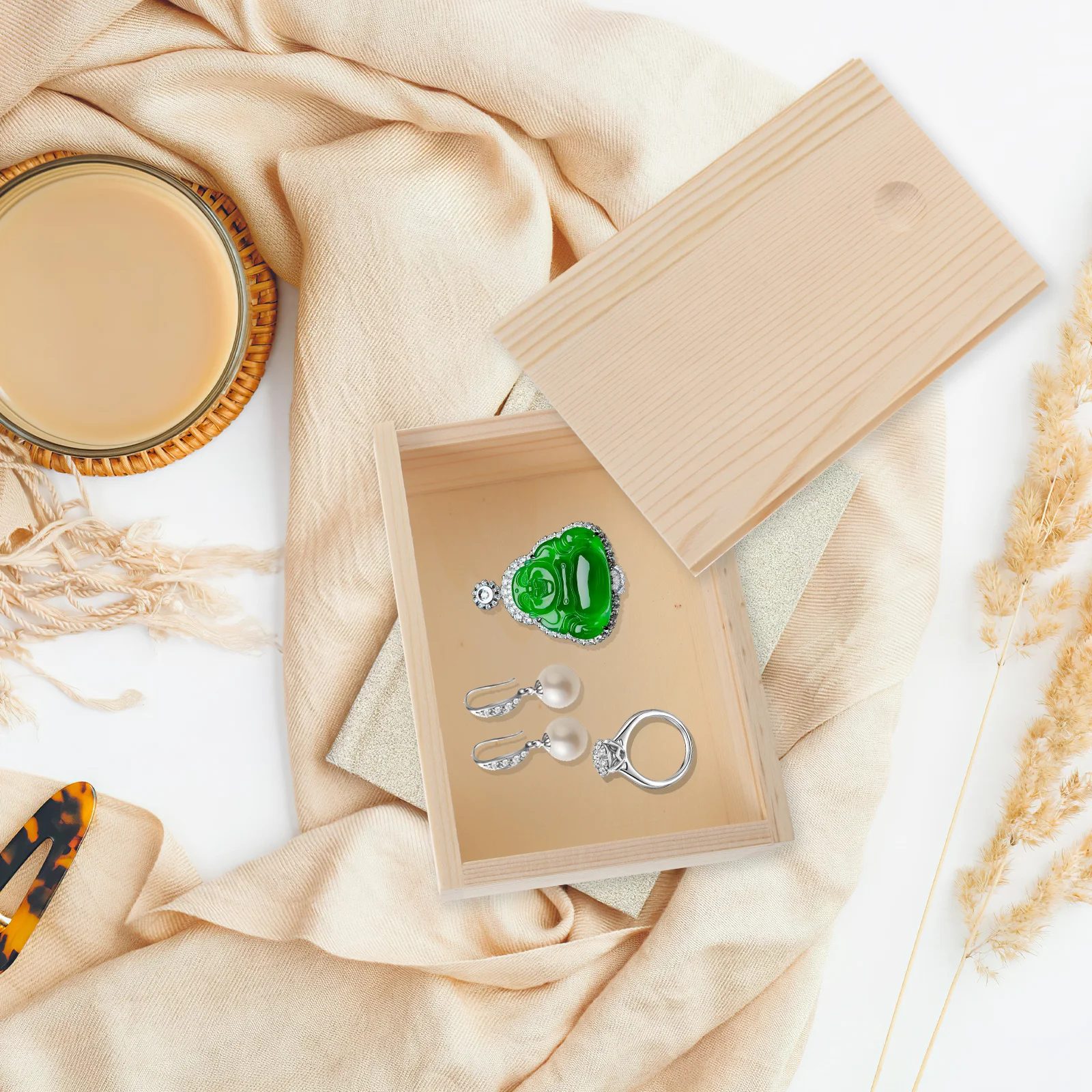 

2pcs Solid Wood Storage Box Small Size Large Capacity Wooden Organizer For Jewelry Rings Necklaces Watches Sundries Pull-Out