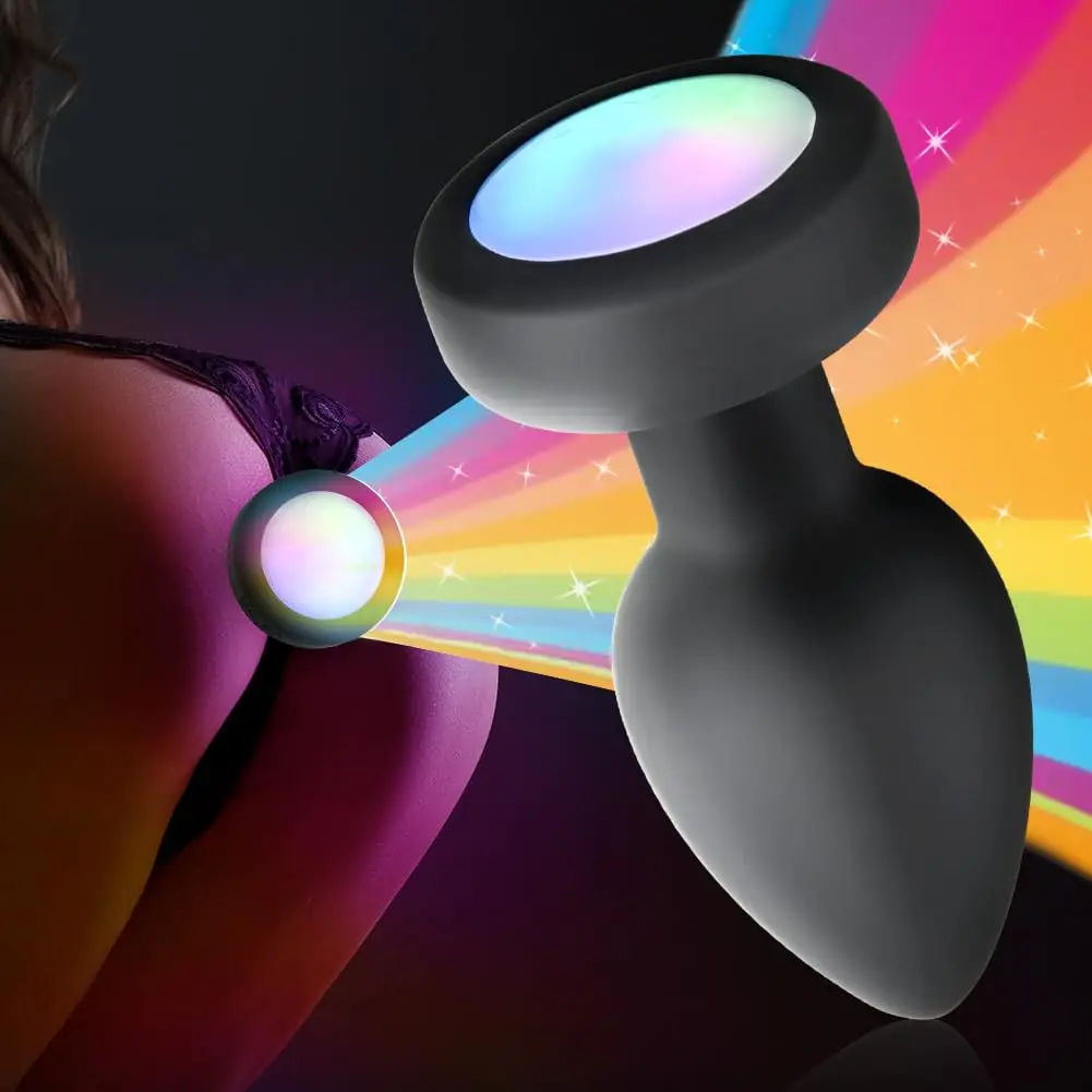 Silicone Vibrating Anal Plug with Luminous Base, Wireless Remote Control Rechargeable Butt Plug Anal Massager G-Spot Anus Stimu