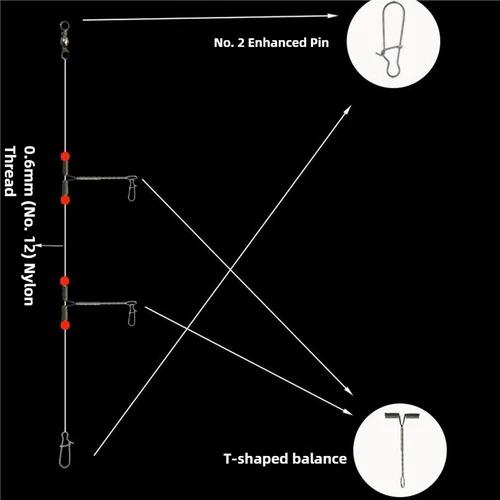 Imagen 2 del producto 9KM 5 ~ 20 piezas conectores giratorios de 3 vías aparejo de pesca de bagre aparejo de calamar para agua salada y agua dulce