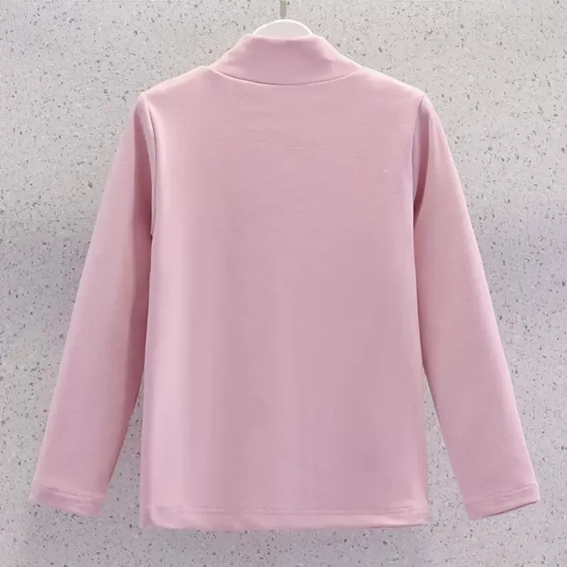 2024 autunno inverno ragazze t-shirt lunga bambino fondo adolescente bambini solid pearl warm cloth t shirt top 4 5 6 7 8 9 10 11 12 anni