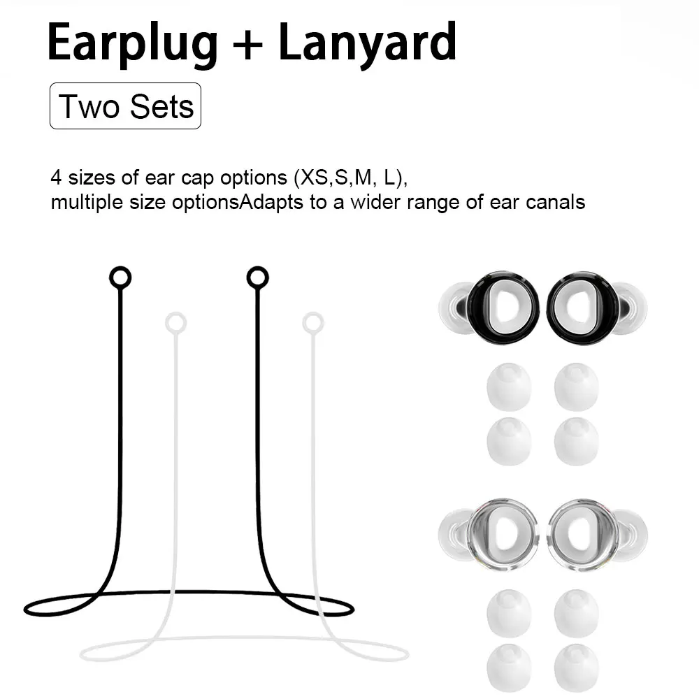 Silicone Noise Reduction Earplugs 2 Pairs, Equipped With 2 Anti-Lost Silicone Cords, Prevent Earplugs Falling Off