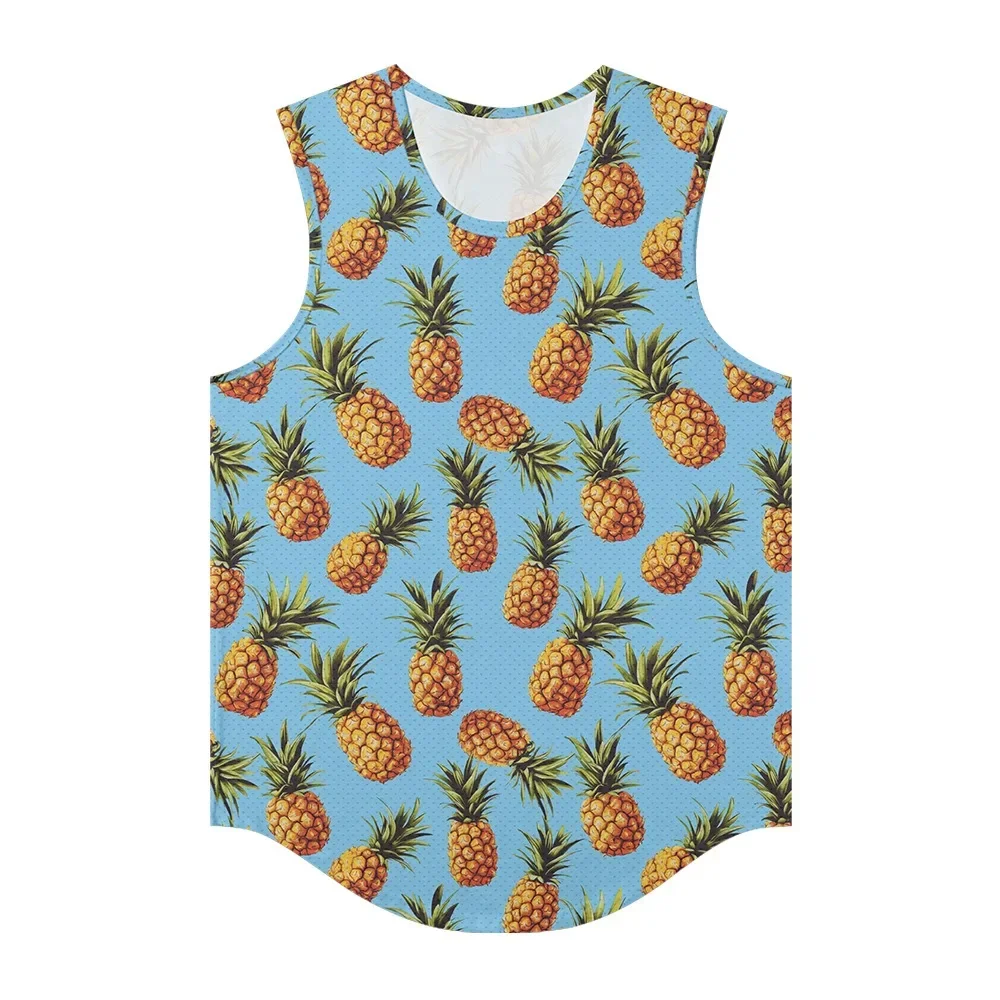 

Pineapple Printed Tank Top Men Vests Bodybuilding Breathable Fitness Retro Trendy Streetwear Sports Oversized Gym Clothing