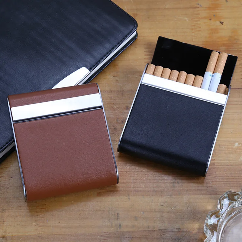 Leather 20pcs Cigarette Container Case Portable Cigarette Box Tobacco Holder Mini Storage Box Father Male Friend Lover Gift Men