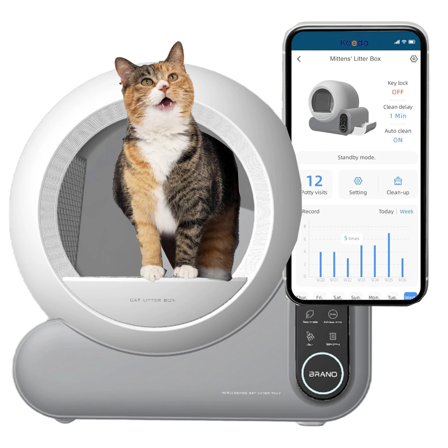 Semi-automatic Robot Litter Box Self Cleaning Odor Removal Cat Toilet Smart APP Control Cat Litter Box & Accessories