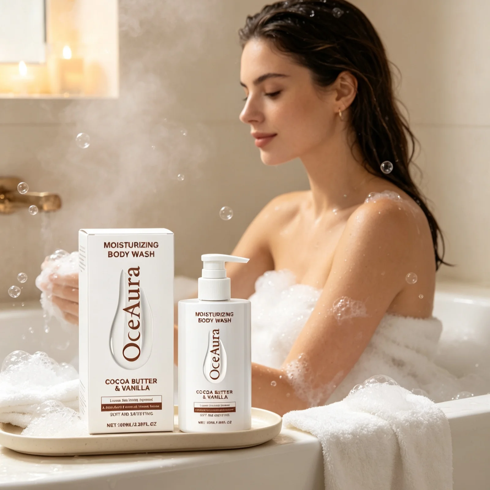 OceAura Hydrating Body Wash Skin Friendly Restore Skin Softness Reduce Peeling Brightening Tone Long Lasting Aroma Shower Gel